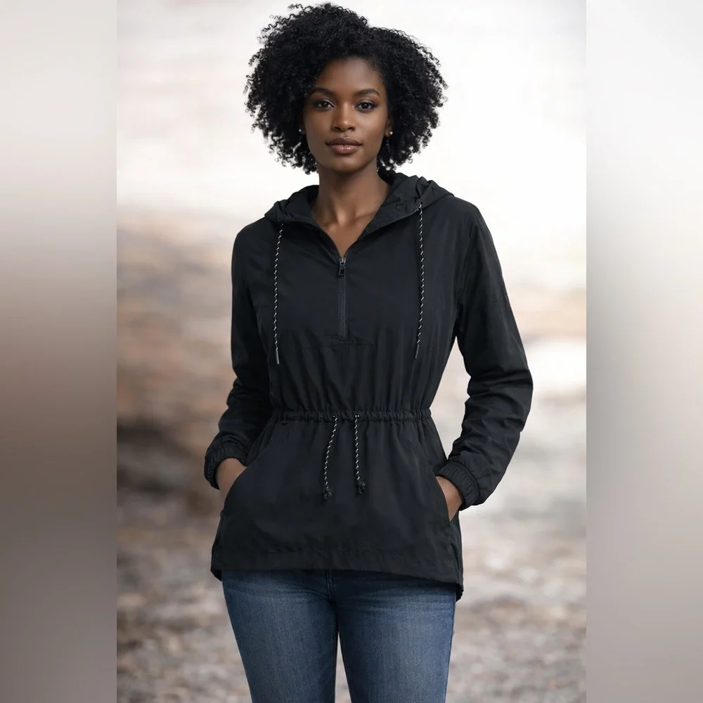 CALIA BY CARRIE UNDERWOOD- Black Wind Breaker w/Hood & Adj Drawcord. Size L